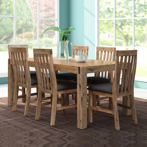 Acacia wood dining table shop and chairs